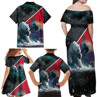Personalized Greenland Family Matching Off Shoulder Maxi Dress and Hawaiian Shirt Polar Bear Warrior Fight for Kalaallit Nunaat