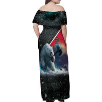 Personalized Greenland Family Matching Off Shoulder Maxi Dress and Hawaiian Shirt Polar Bear Warrior Fight for Kalaallit Nunaat
