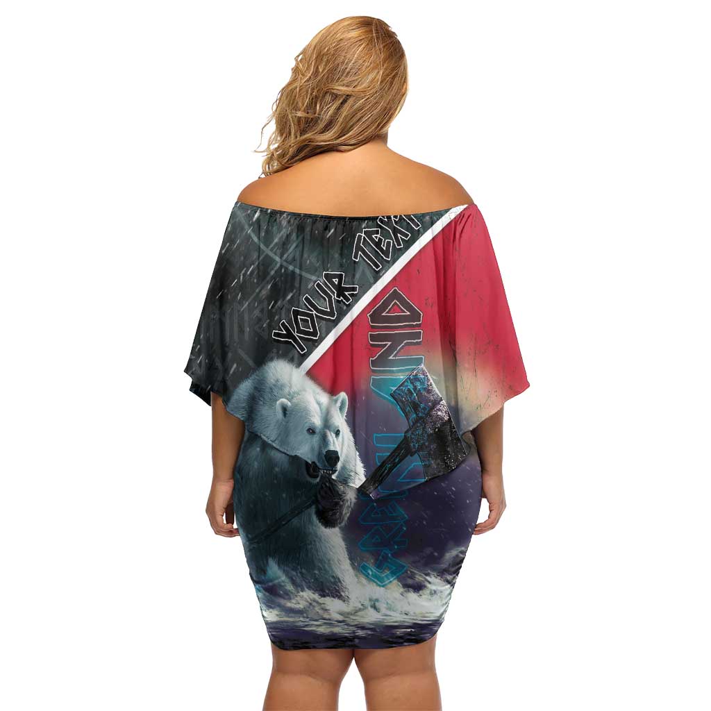 Personalized Greenland Family Matching Off Shoulder Short Dress and Hawaiian Shirt Polar Bear Warrior Fight for Kalaallit Nunaat