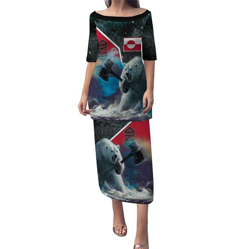 Personalized Greenland Family Matching Puletasi and Hawaiian Shirt Polar Bear Warrior Fight for Kalaallit Nunaat