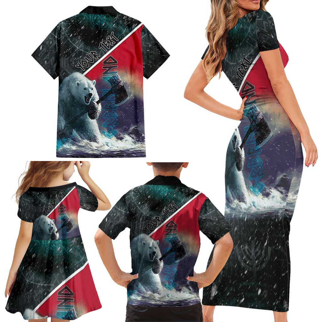 Personalized Greenland Family Matching Short Sleeve Bodycon Dress and Hawaiian Shirt Polar Bear Warrior Fight for Kalaallit Nunaat
