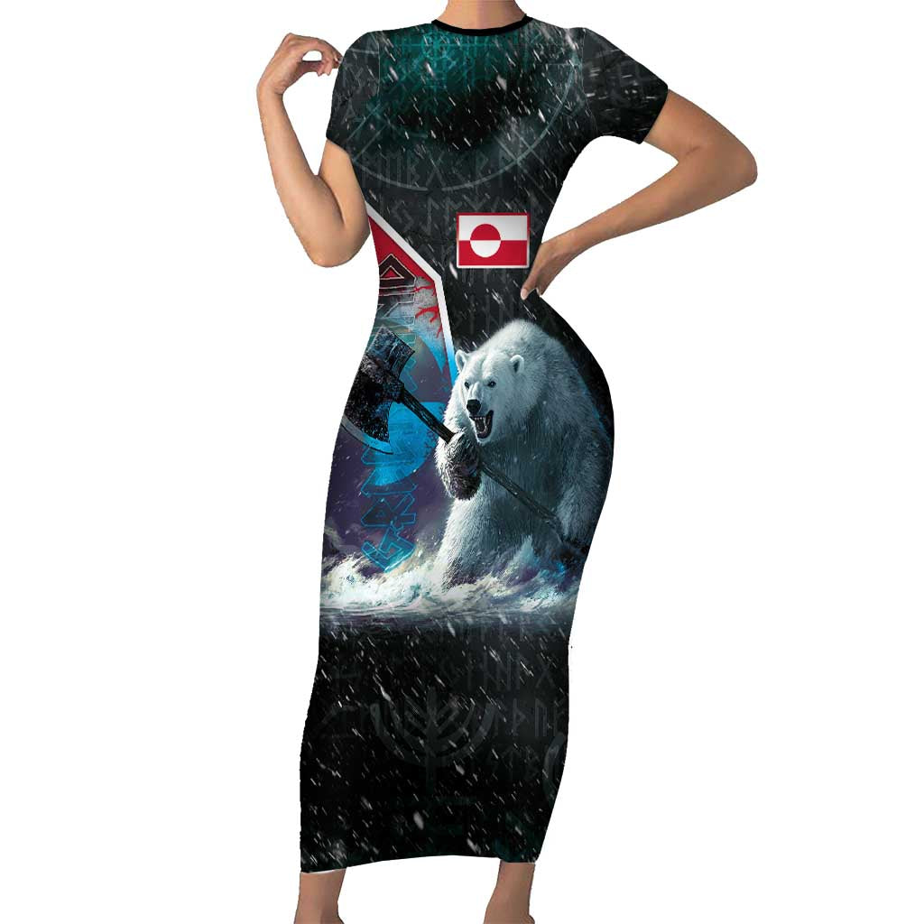 Personalized Greenland Family Matching Short Sleeve Bodycon Dress and Hawaiian Shirt Polar Bear Warrior Fight for Kalaallit Nunaat