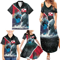 Personalized Greenland Family Matching Summer Maxi Dress and Hawaiian Shirt Polar Bear Warrior Fight for Kalaallit Nunaat