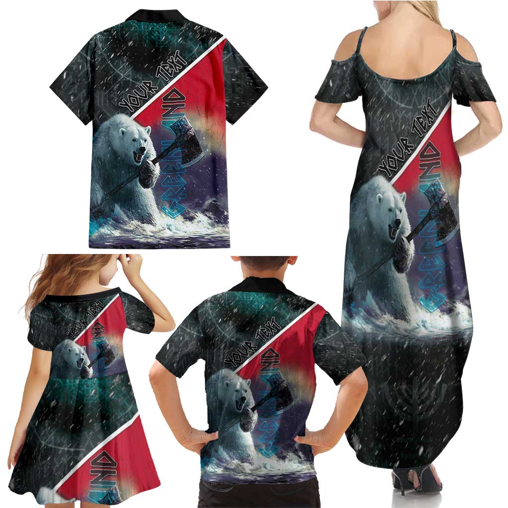 Personalized Greenland Family Matching Summer Maxi Dress and Hawaiian Shirt Polar Bear Warrior Fight for Kalaallit Nunaat