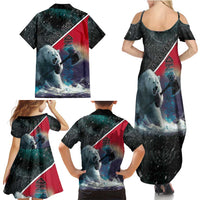 Personalized Greenland Family Matching Summer Maxi Dress and Hawaiian Shirt Polar Bear Warrior Fight for Kalaallit Nunaat