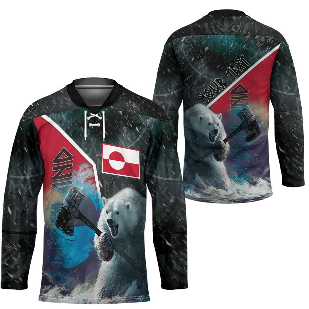 Personalized Greenland Hockey Jersey Polar Bear Warrior Fight for Kalaallit Nunaat