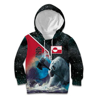 Personalized Greenland Kid Hoodie Polar Bear Warrior Fight for Kalaallit Nunaat