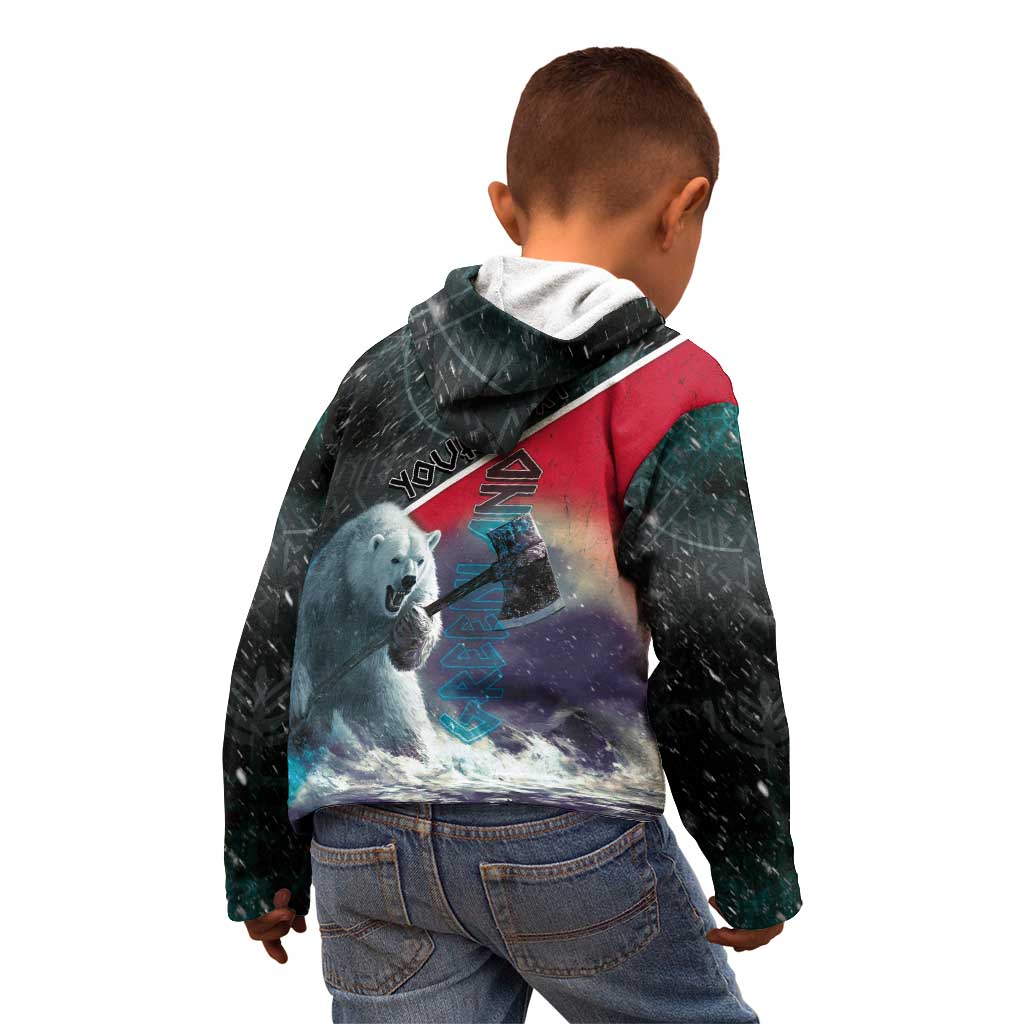 Personalized Greenland Kid Hoodie Polar Bear Warrior Fight for Kalaallit Nunaat