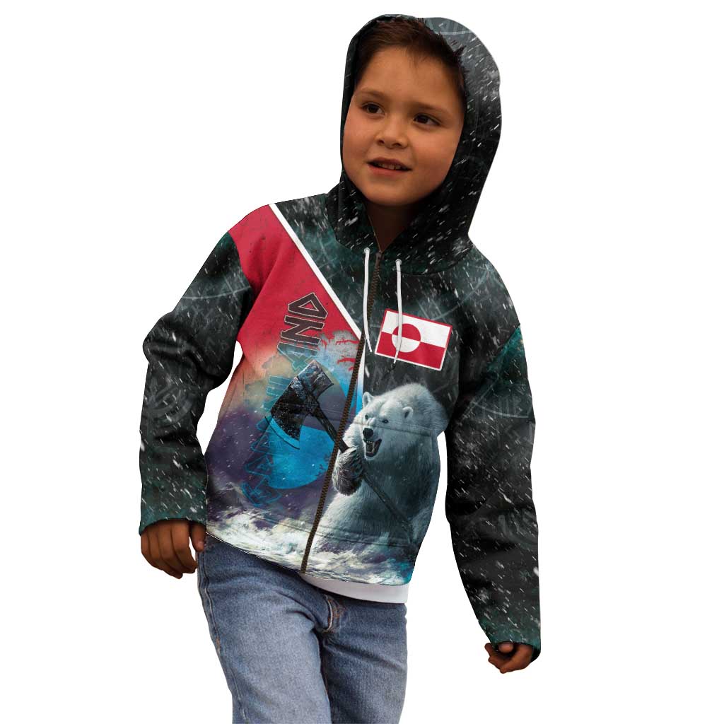 Personalized Greenland Kid Hoodie Polar Bear Warrior Fight for Kalaallit Nunaat