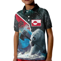 Personalized Greenland Kid Polo Shirt Polar Bear Warrior Fight for Kalaallit Nunaat