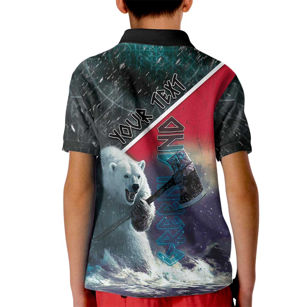 Personalized Greenland Kid Polo Shirt Polar Bear Warrior Fight for Kalaallit Nunaat