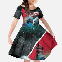 Personalized Greenland Kid Short Sleeve Dress Polar Bear Warrior Fight for Kalaallit Nunaat