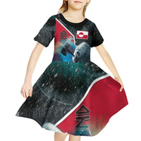 Personalized Greenland Kid Short Sleeve Dress Polar Bear Warrior Fight for Kalaallit Nunaat