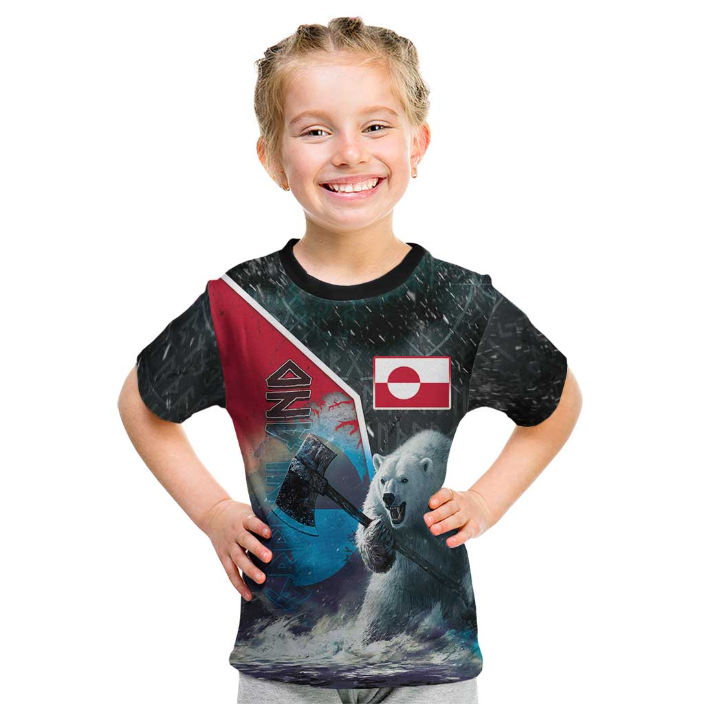 Personalized Greenland Kid T Shirt Polar Bear Warrior Fight for Kalaallit Nunaat