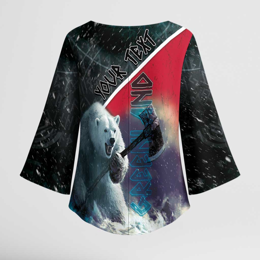 Personalized Greenland Kimono Sleeve Blouse Polar Bear Warrior Fight for Kalaallit Nunaat
