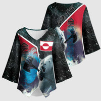 Personalized Greenland Kimono Sleeve Blouse Polar Bear Warrior Fight for Kalaallit Nunaat
