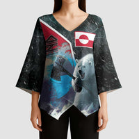 Personalized Greenland Kimono Sleeve Blouse Polar Bear Warrior Fight for Kalaallit Nunaat