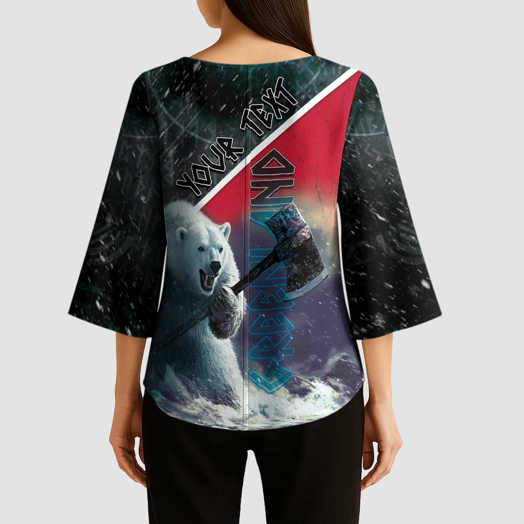 Personalized Greenland Kimono Sleeve Blouse Polar Bear Warrior Fight for Kalaallit Nunaat