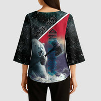 Personalized Greenland Kimono Sleeve Blouse Polar Bear Warrior Fight for Kalaallit Nunaat