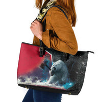 Greenland Leather Tote Bag Polar Bear Warrior Fight for Kalaallit Nunaat
