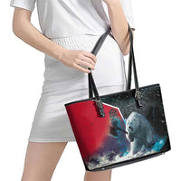 Greenland Leather Tote Bag Polar Bear Warrior Fight for Kalaallit Nunaat