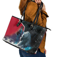 Greenland Leather Tote Bag Polar Bear Warrior Fight for Kalaallit Nunaat