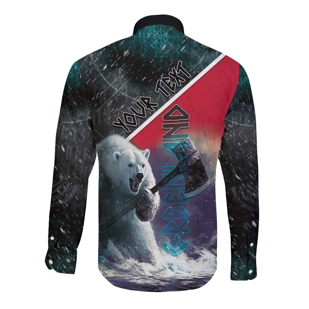 Personalized Greenland Long Sleeve Button Shirt Polar Bear Warrior Fight for Kalaallit Nunaat