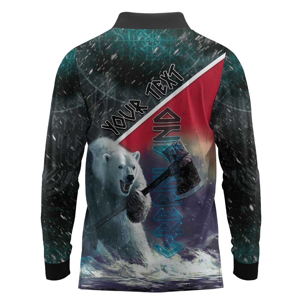 Personalized Greenland Long Sleeve Polo Shirt Polar Bear Warrior Fight for Kalaallit Nunaat