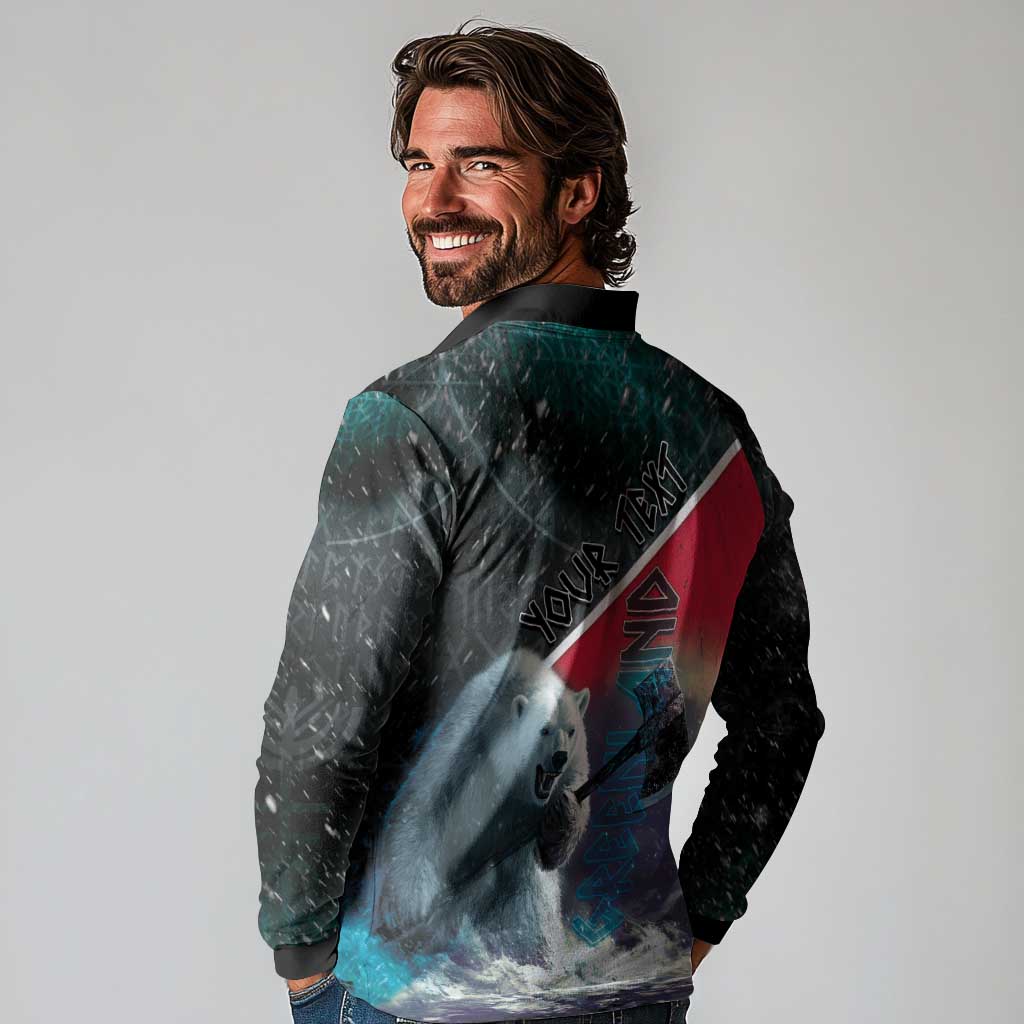 Personalized Greenland Long Sleeve Polo Shirt Polar Bear Warrior Fight for Kalaallit Nunaat