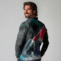 Personalized Greenland Long Sleeve Polo Shirt Polar Bear Warrior Fight for Kalaallit Nunaat