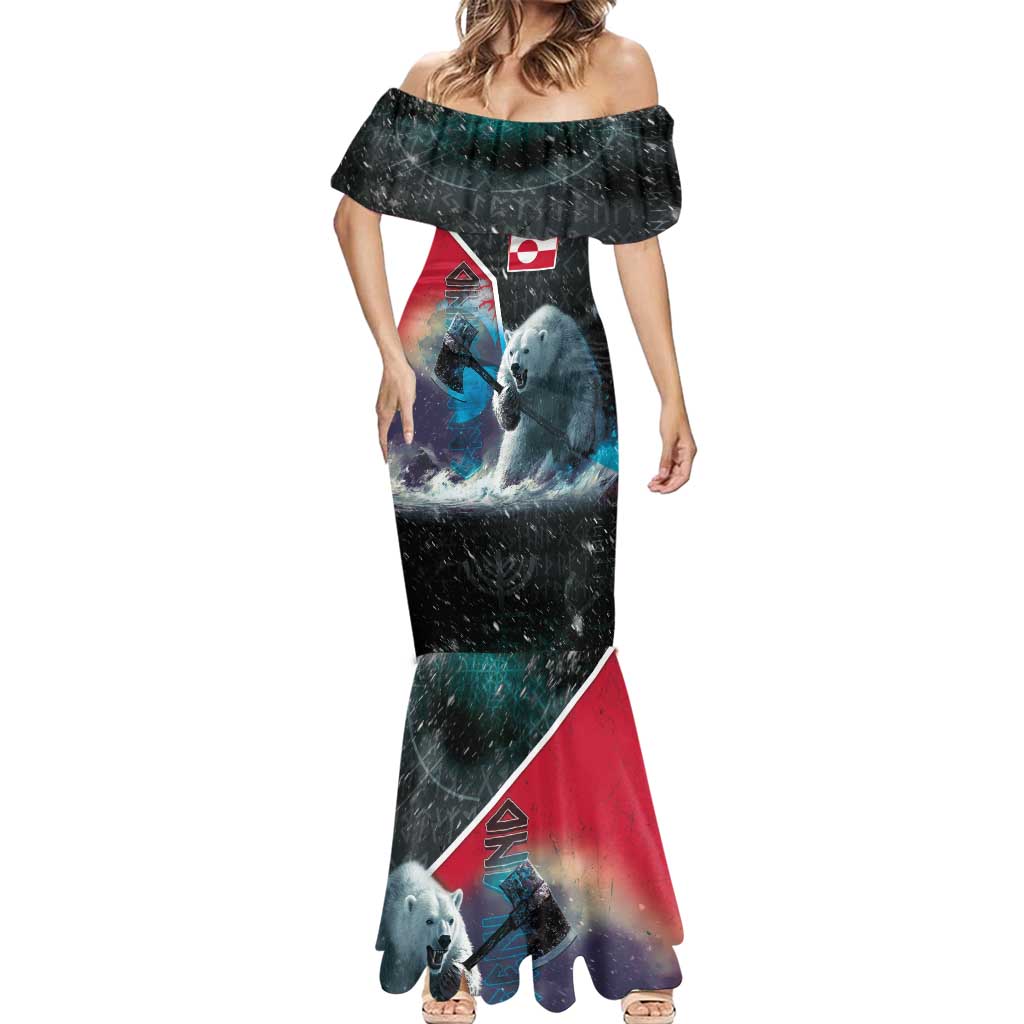 Personalized Greenland Mermaid Dress Polar Bear Warrior Fight for Kalaallit Nunaat