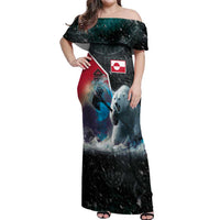 Personalized Greenland Off Shoulder Maxi Dress Polar Bear Warrior Fight for Kalaallit Nunaat