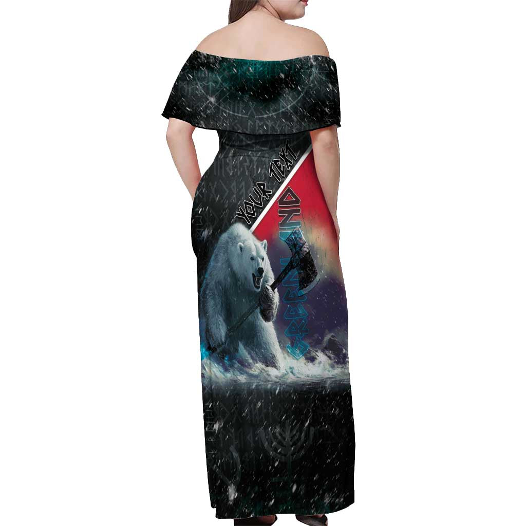 Personalized Greenland Off Shoulder Maxi Dress Polar Bear Warrior Fight for Kalaallit Nunaat
