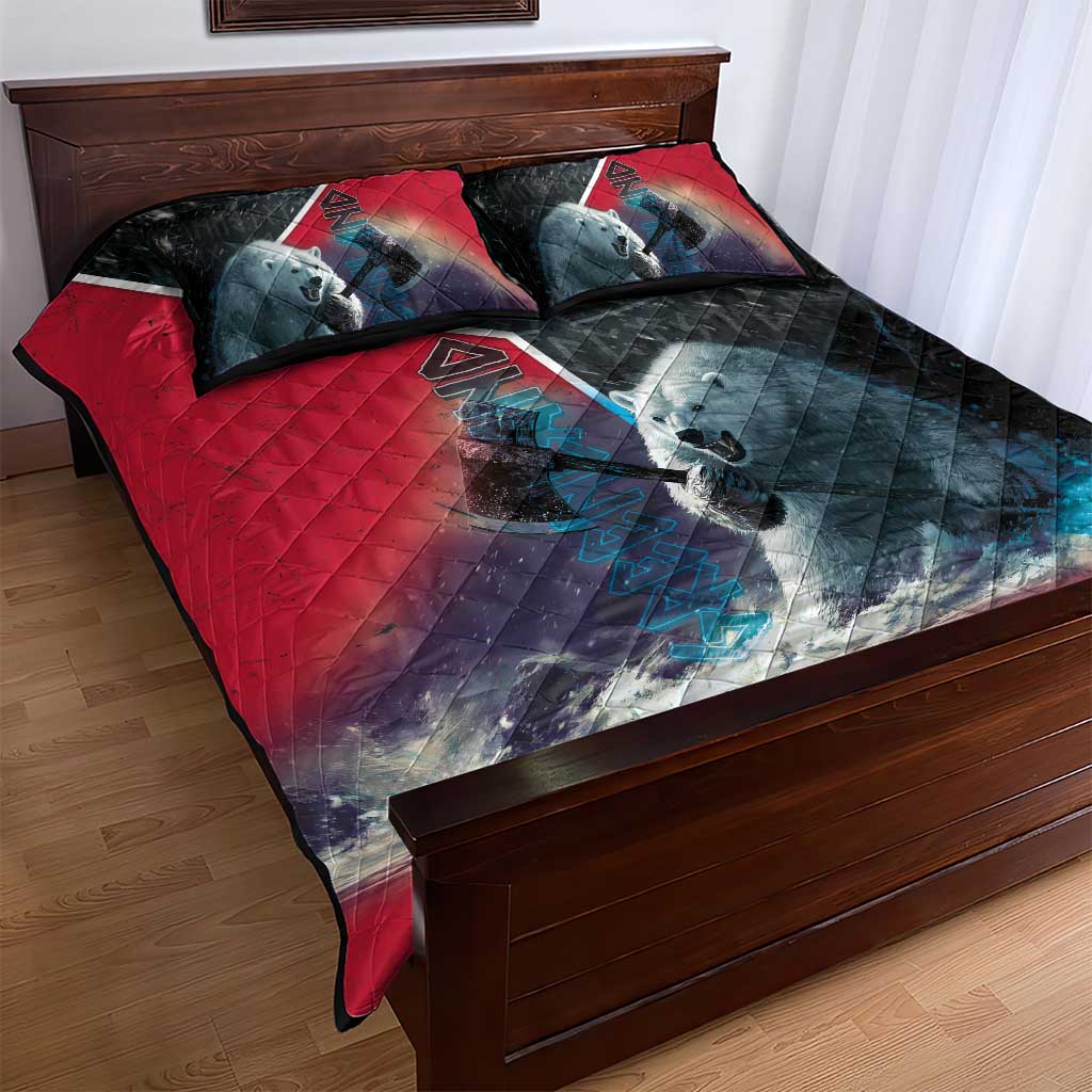 Greenland Quilt Bed Set Polar Bear Warrior Fight for Kalaallit Nunaat