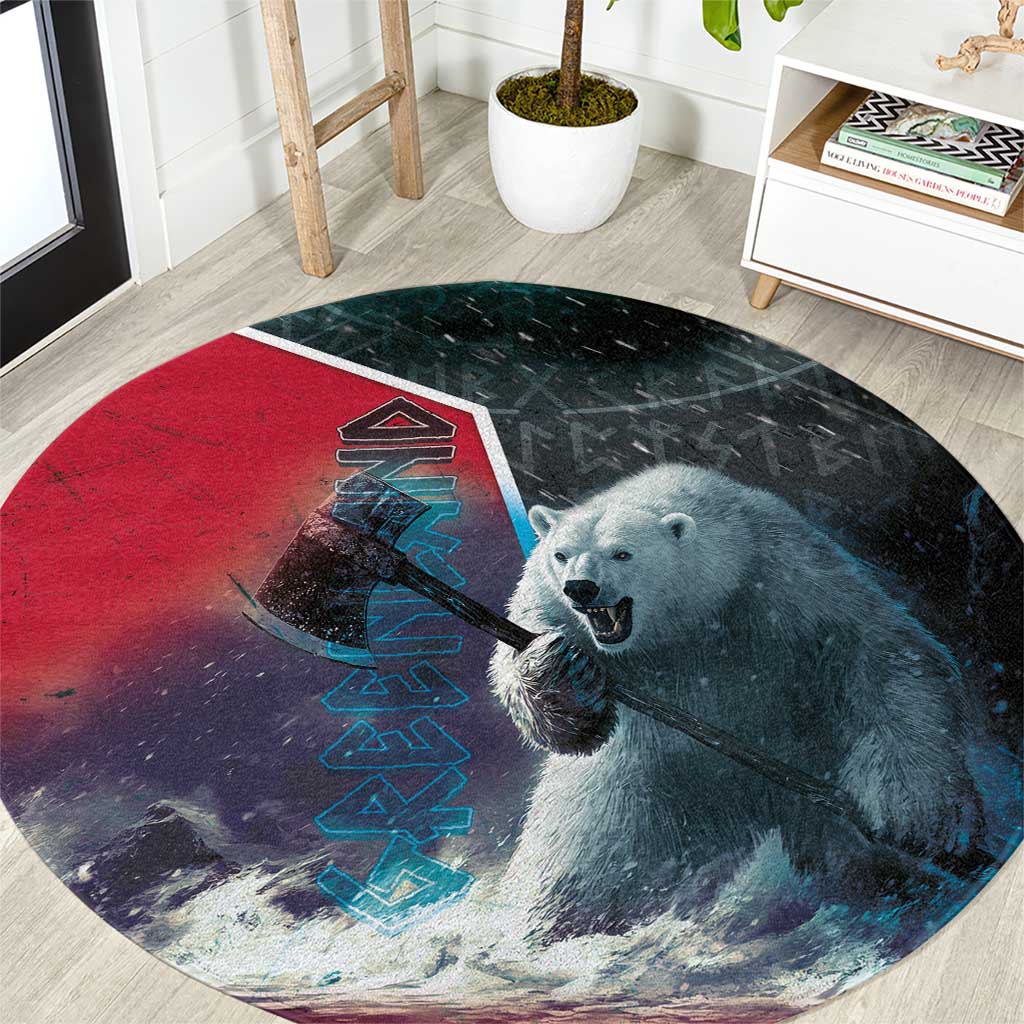 Greenland Round Carpet Polar Bear Warrior Fight for Kalaallit Nunaat