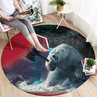 Greenland Round Carpet Polar Bear Warrior Fight for Kalaallit Nunaat