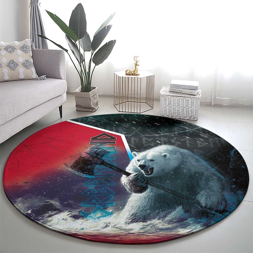 Greenland Round Carpet Polar Bear Warrior Fight for Kalaallit Nunaat