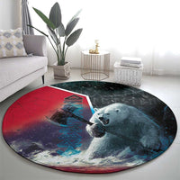 Greenland Round Carpet Polar Bear Warrior Fight for Kalaallit Nunaat