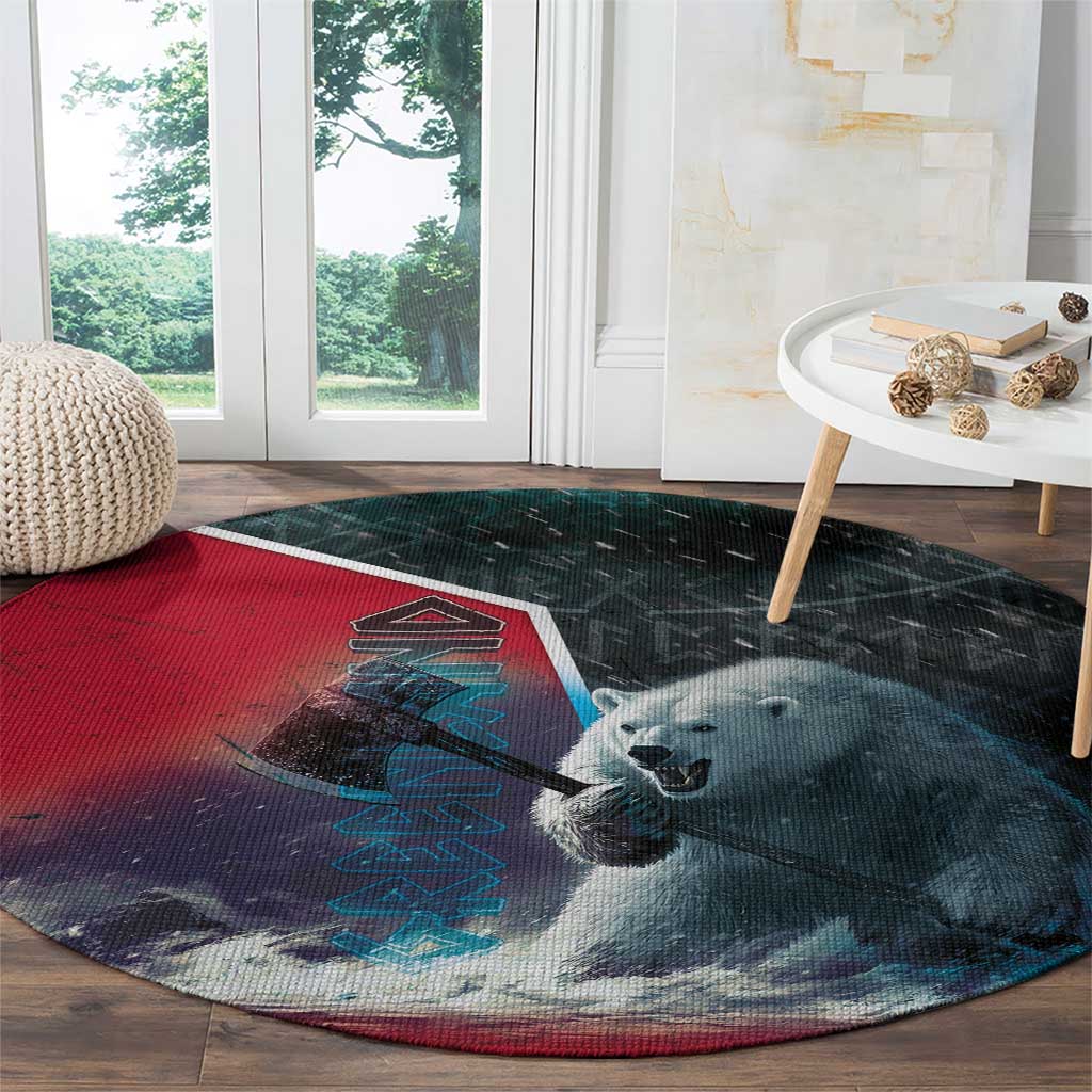 Greenland Round Carpet Polar Bear Warrior Fight for Kalaallit Nunaat
