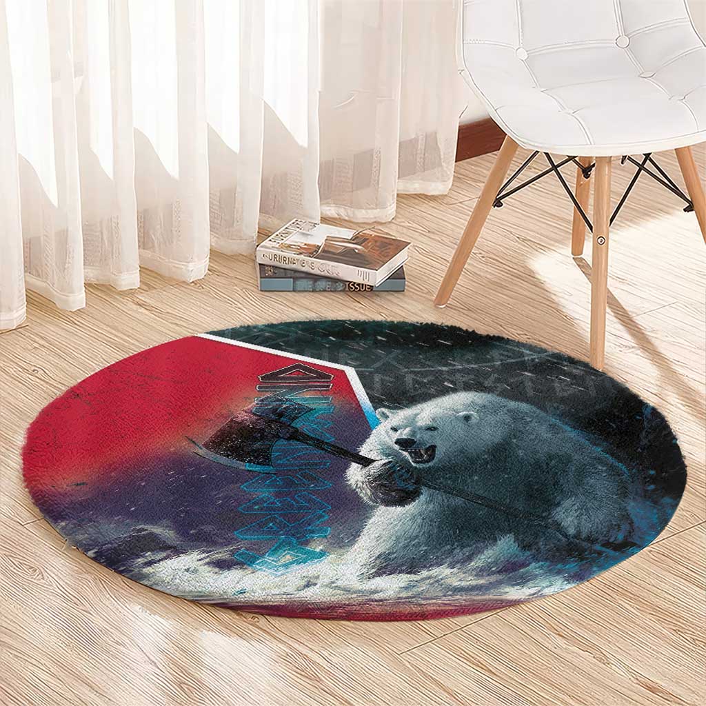 Greenland Round Carpet Polar Bear Warrior Fight for Kalaallit Nunaat