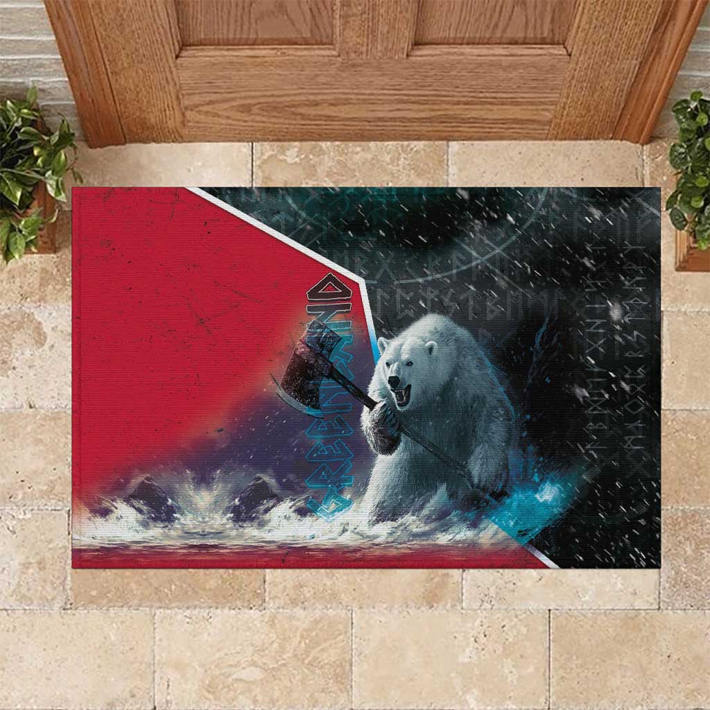 Greenland Rubber Doormat Polar Bear Warrior Fight for Kalaallit Nunaat