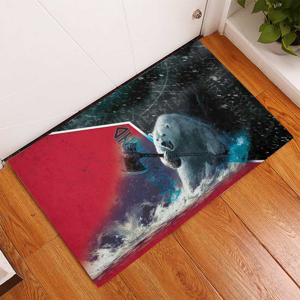 Greenland Rubber Doormat Polar Bear Warrior Fight for Kalaallit Nunaat