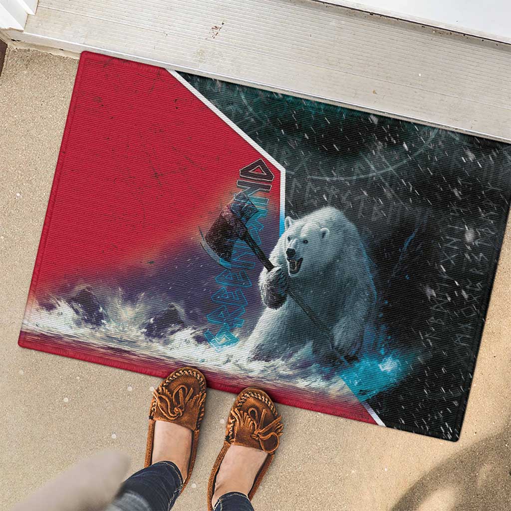 Greenland Rubber Doormat Polar Bear Warrior Fight for Kalaallit Nunaat