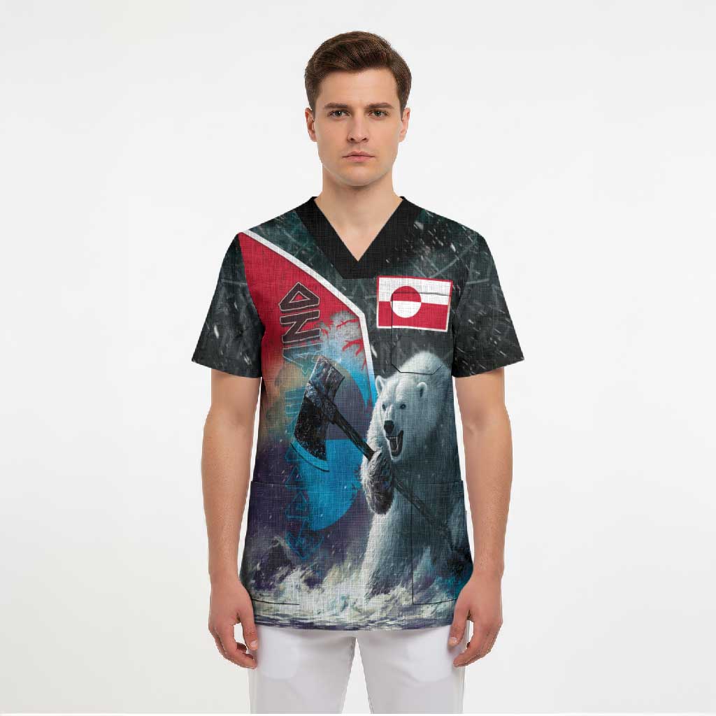 Personalized Greenland Scrub Top Polar Bear Warrior Fight for Kalaallit Nunaat