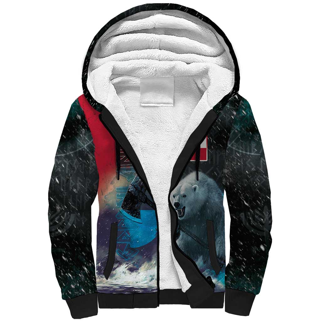 Personalized Greenland Sherpa Hoodie Polar Bear Warrior Fight for Kalaallit Nunaat