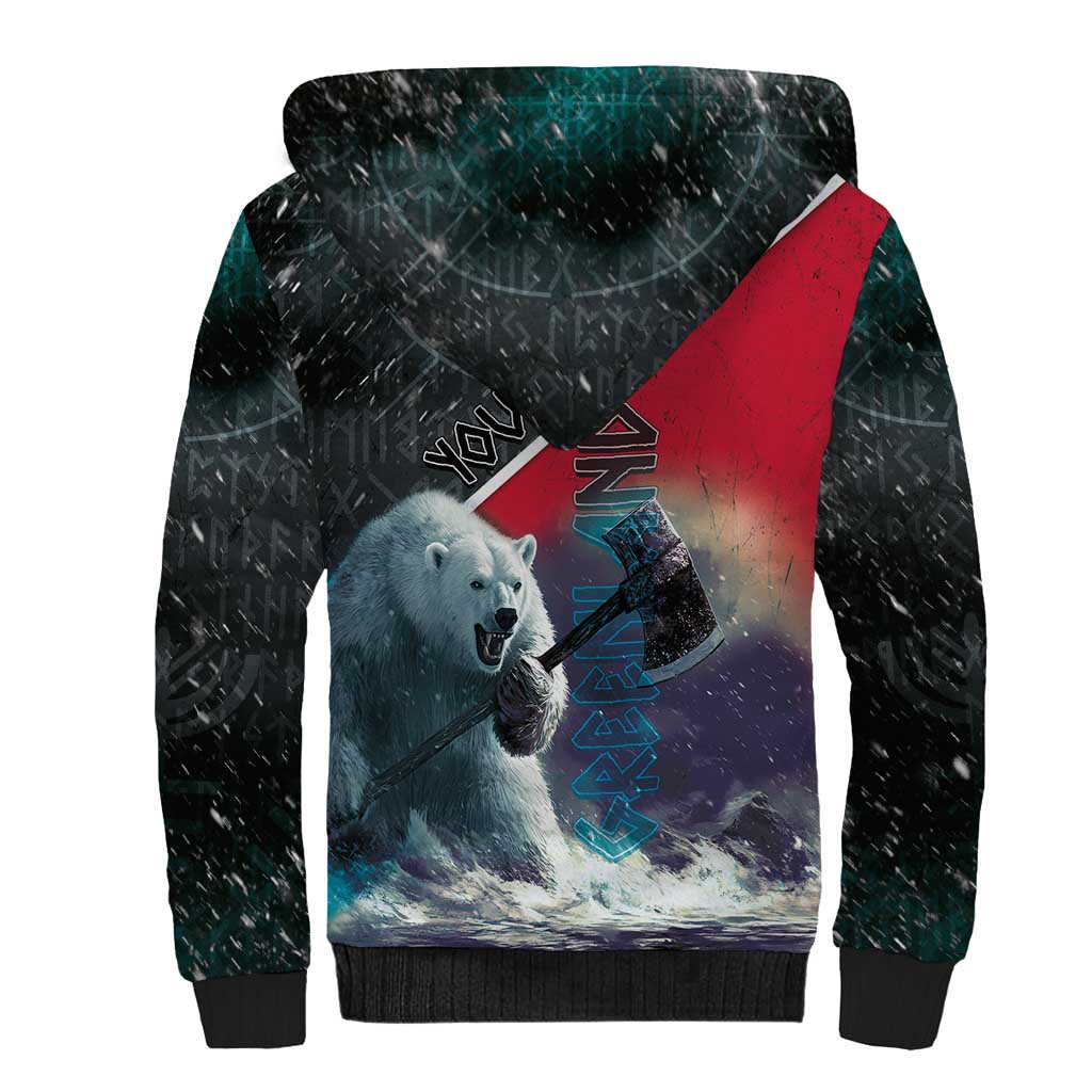 Personalized Greenland Sherpa Hoodie Polar Bear Warrior Fight for Kalaallit Nunaat