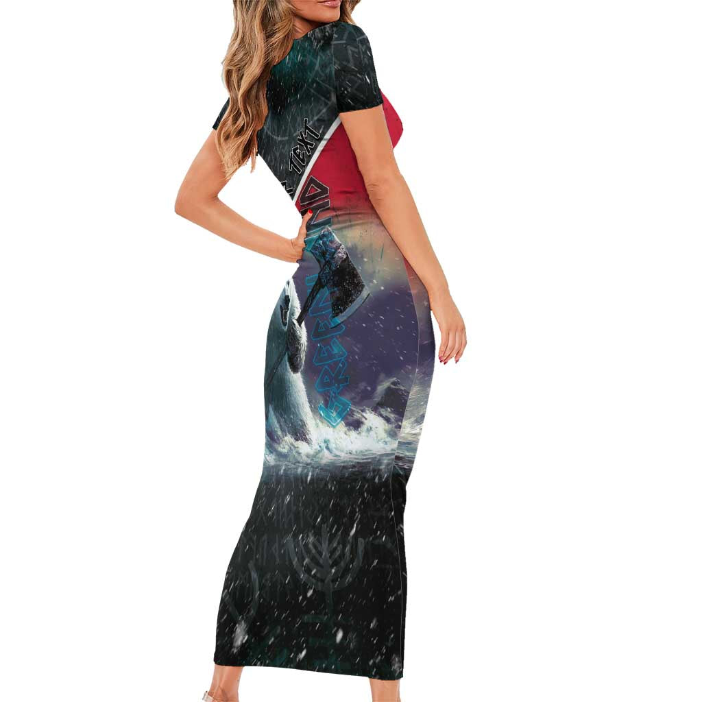 Personalized Greenland Short Sleeve Bodycon Dress Polar Bear Warrior Fight for Kalaallit Nunaat