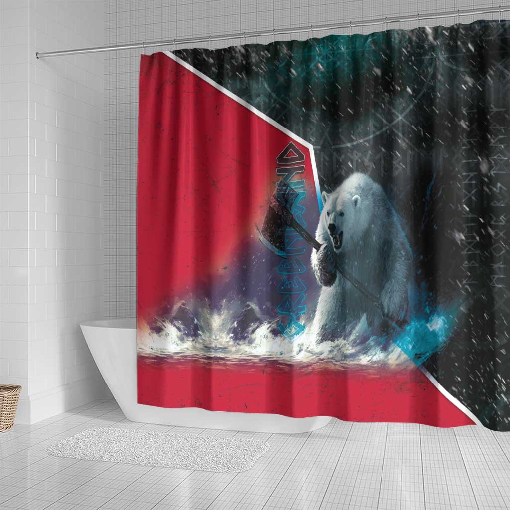 Greenland Shower Curtain Polar Bear Warrior Fight for Kalaallit Nunaat