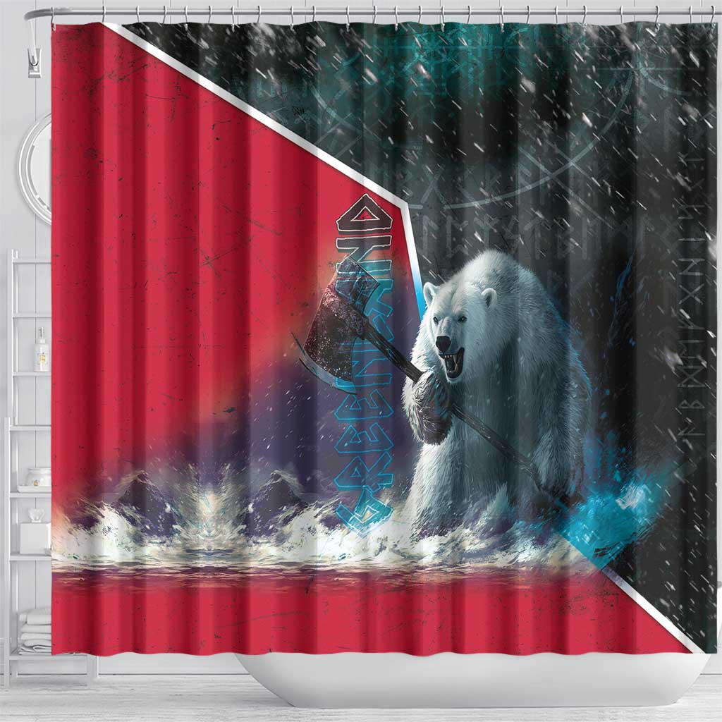 Greenland Shower Curtain Polar Bear Warrior Fight for Kalaallit Nunaat