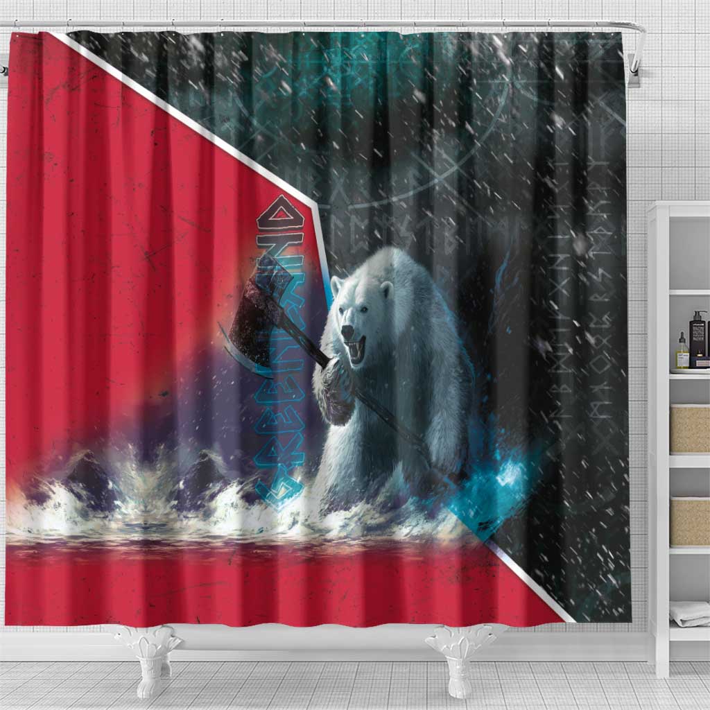 Greenland Shower Curtain Polar Bear Warrior Fight for Kalaallit Nunaat